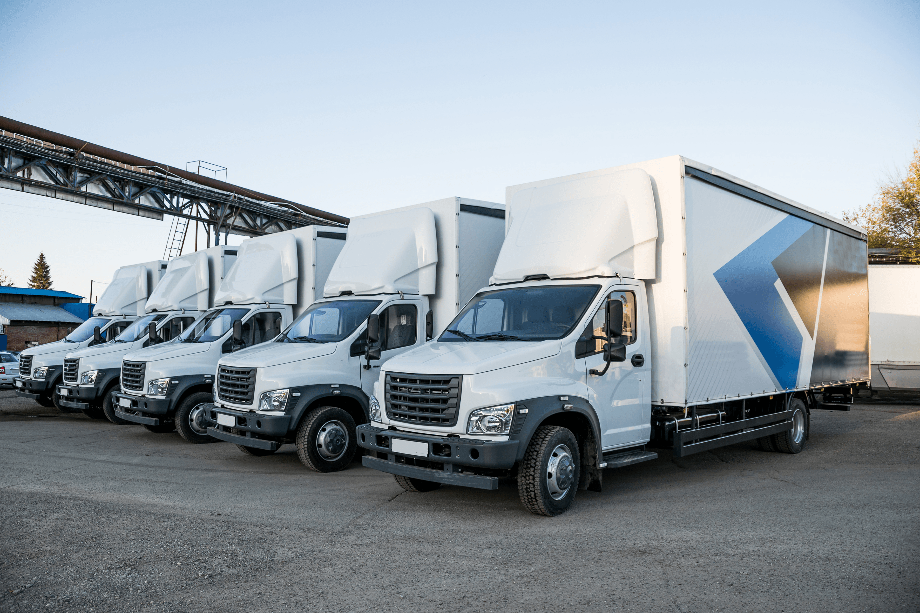 Fleet of white box trucks